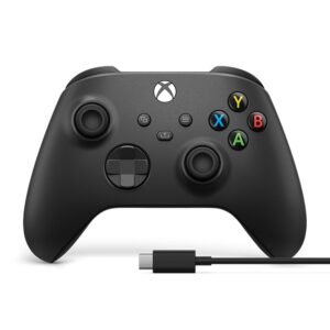 Xbox Wireless Controller – Carbon Black Series X|S, One, and Windows Devices (Black)+ USB-C Cable